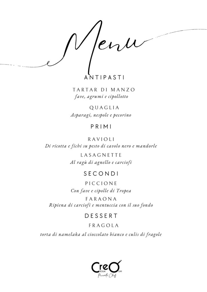 CreO di Cecilia Olivi - Menù