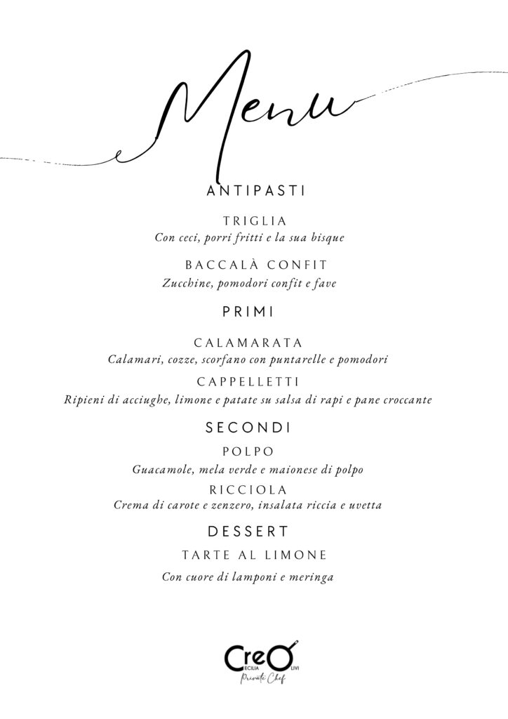 CreO di Cecilia Olivi - Menù